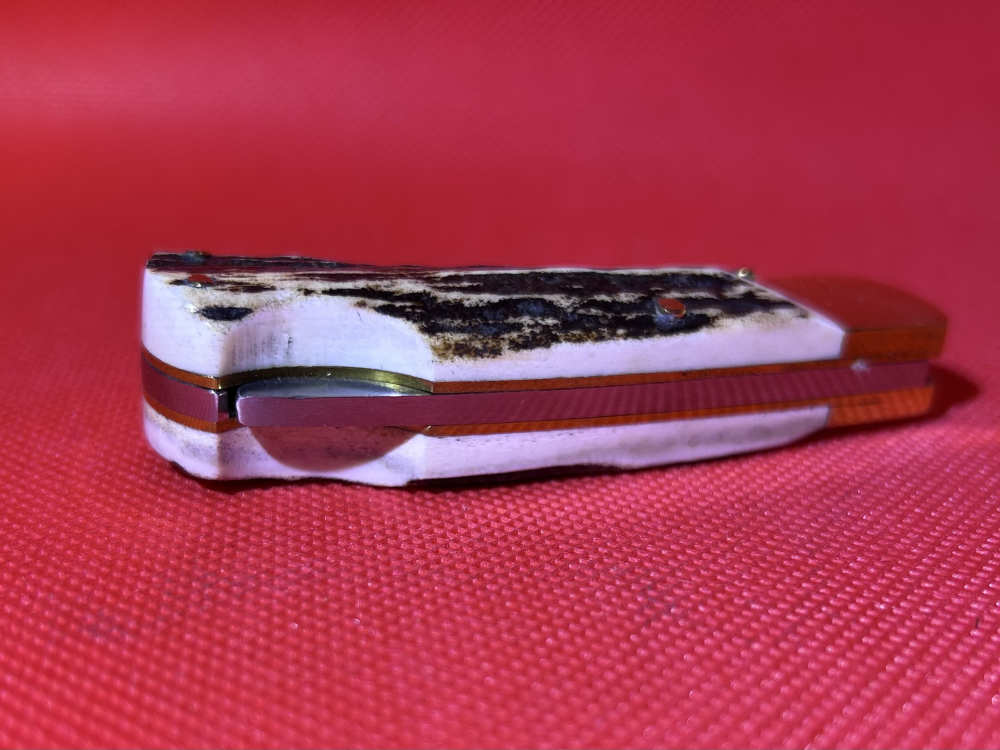 Vintage Falcon Famous Blades Italy Medium Stag Lockback Pocket Knife NOS-img-8