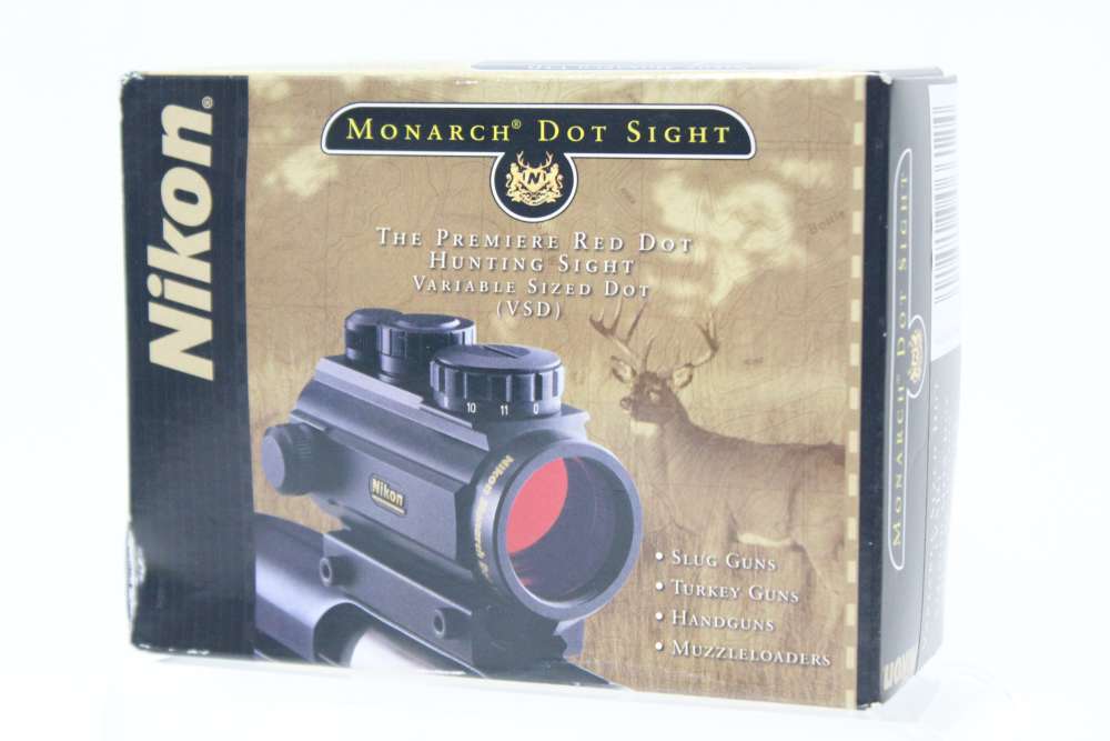 NIKON MONARCH VSD 1X30 RED DOT SIGHT SILVER VARIABLE 1 4 6 8 10 MOA BOX-img-1