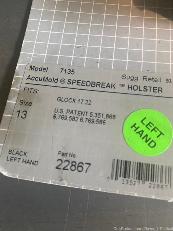 Bianchi Accumold 7135 Left Hand Full Size Glock 17 22 31 Brand New-img-1