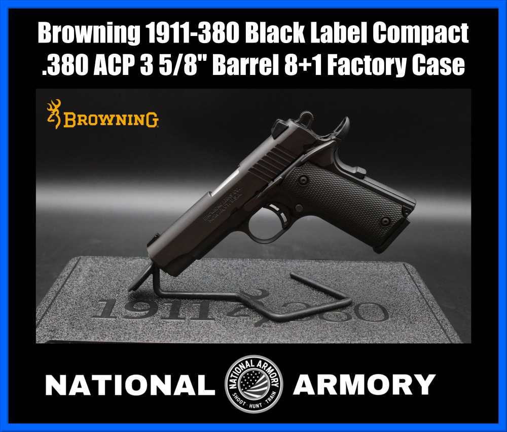 Browning 1911-380 Black Label Compact .380 ACP 3.63" BBL 8+1 Mini 1911 Case-img-0