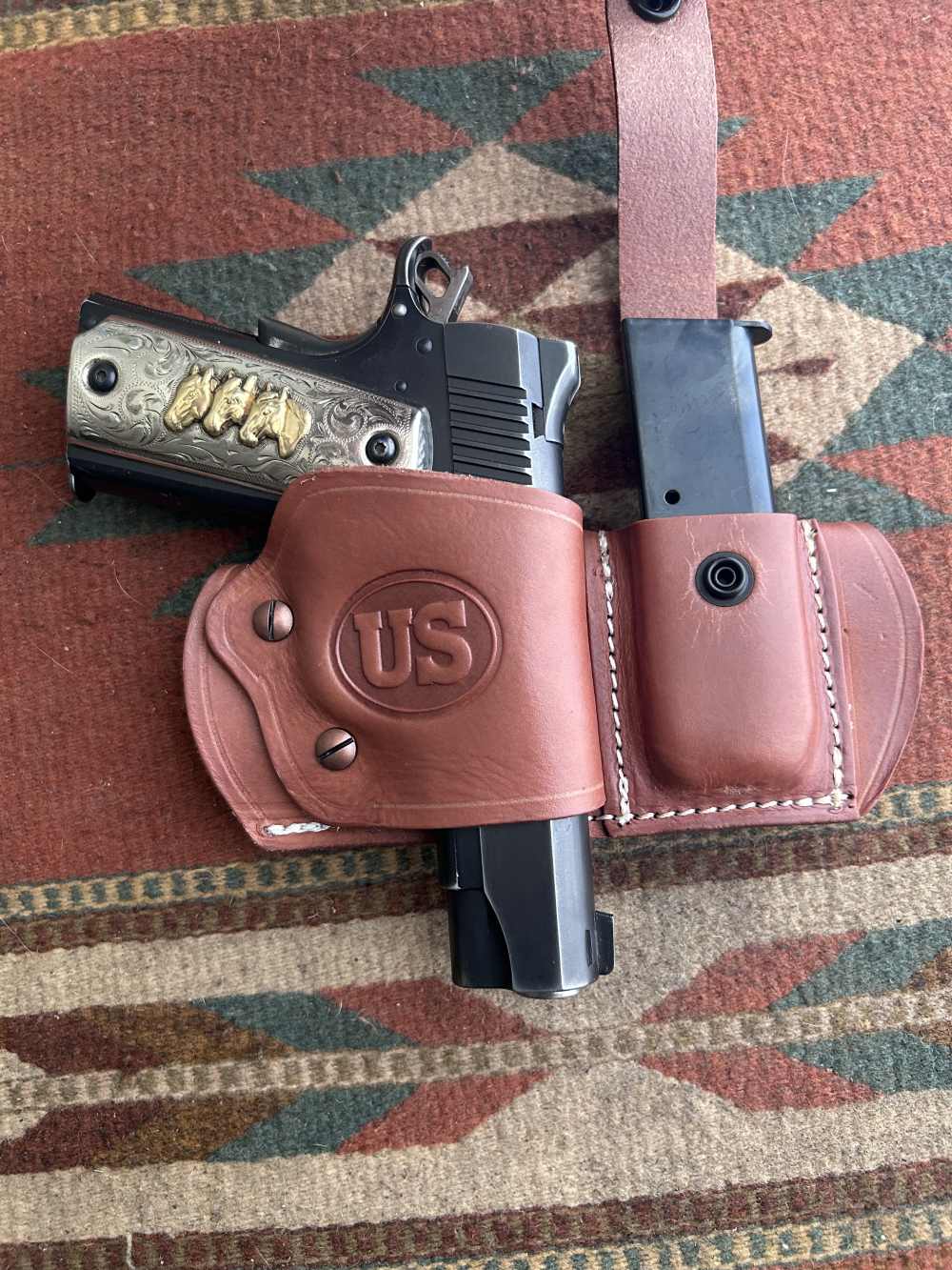 Leather Slide Holster w Mag Pouch Fits Colt Model 1911 Springfield Ruger-img-2