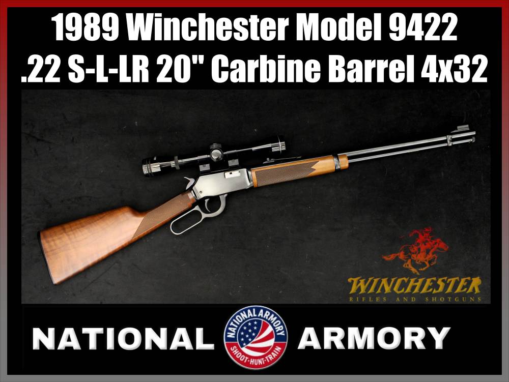 1989 Winchester Model 9422 .22 S-L-LR New Haven Rifle 20" Carbine BBL 4x32 -img-0
