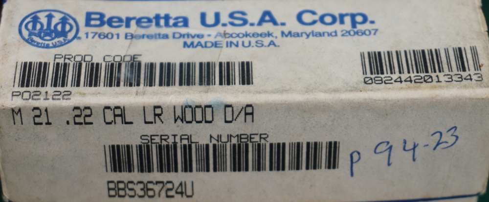 Beretta 21A 21 A Bobcat 22 22lr 2-3/8 w/ Factory Wood Grips 1¢ Start-img-21