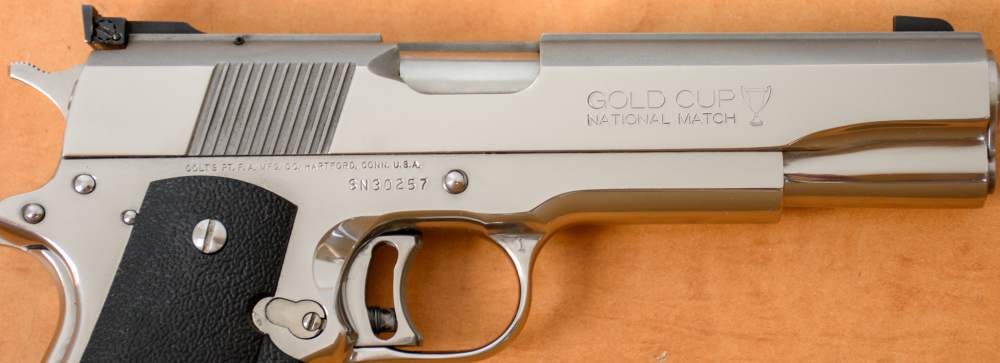 As-New Bright Stainless Colt Gold Cup National Match Pistol 45 ACP 1990 NIB-img-2