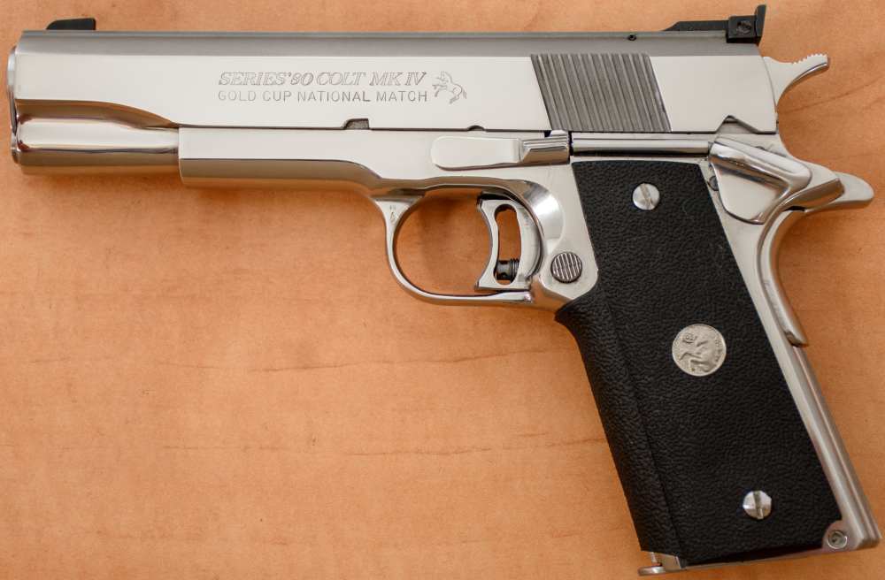 As-New Bright Stainless Colt Gold Cup National Match Pistol 45 ACP 1990 NIB-img-5