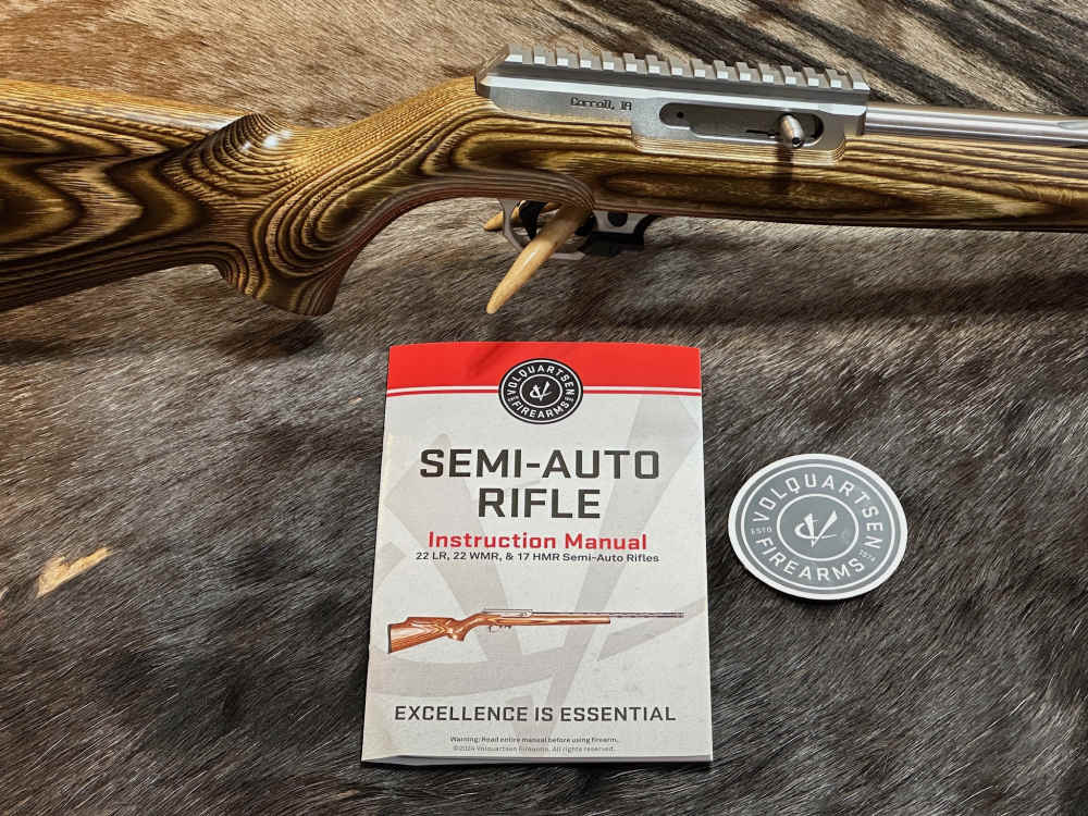 NEW VOLQUARTSEN CUSTOM SF-1 17 HMR RIFLE, RAPID RELEASE, BROWN LAMINATE STK-img-20