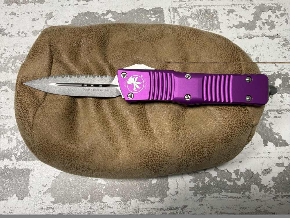 ! BRAND NEW, Microtech, Combat Troodon, D/E, Violet, Stonewash, RARE !-img-1