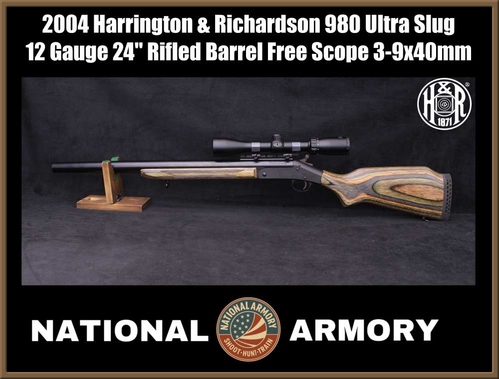 2004 Harrington & Richardson 980 Ultra Slug 12 GA 24" Rifled H&R Free Scope-img-0