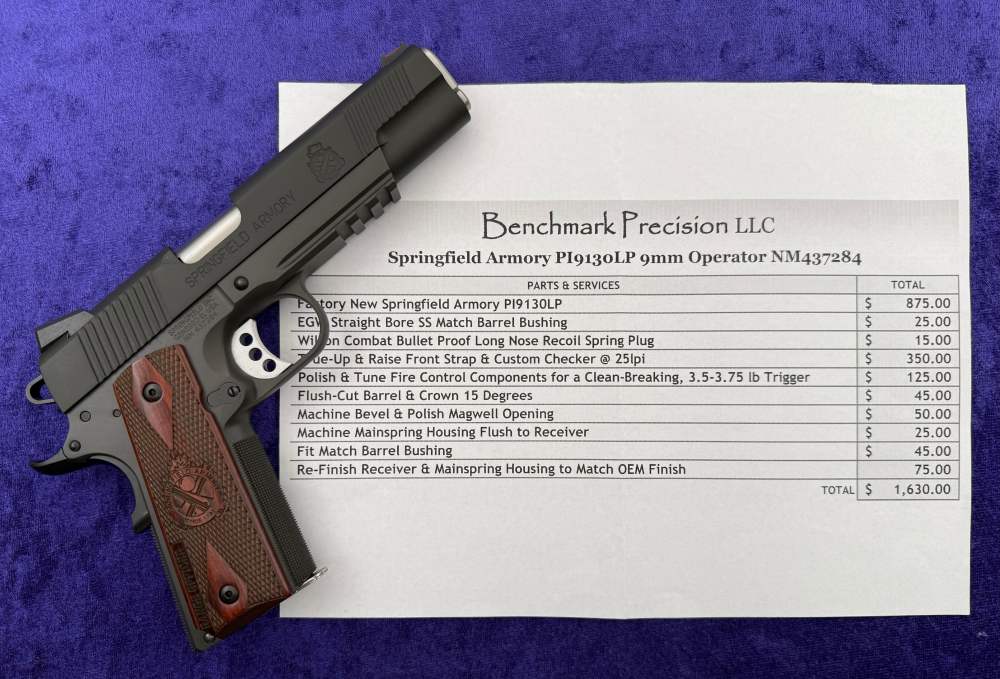 Custom Springfield SA 1911 RO OPERATOR 9MM Benchmark Precision Build BP-img-0