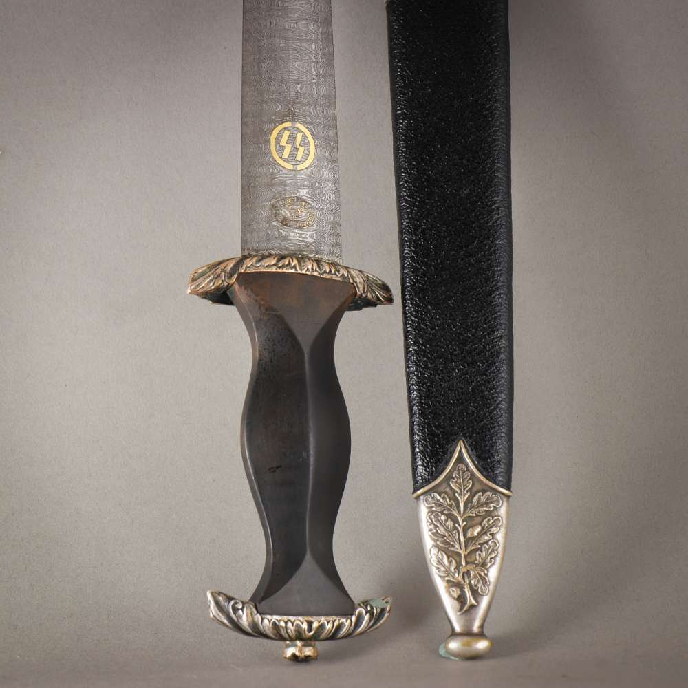 FINE 1933 HIGH HONOR SS DAGGER OAK LEAF SCABBARD DAMASCUS STEEL WW2 GERMANY-img-54