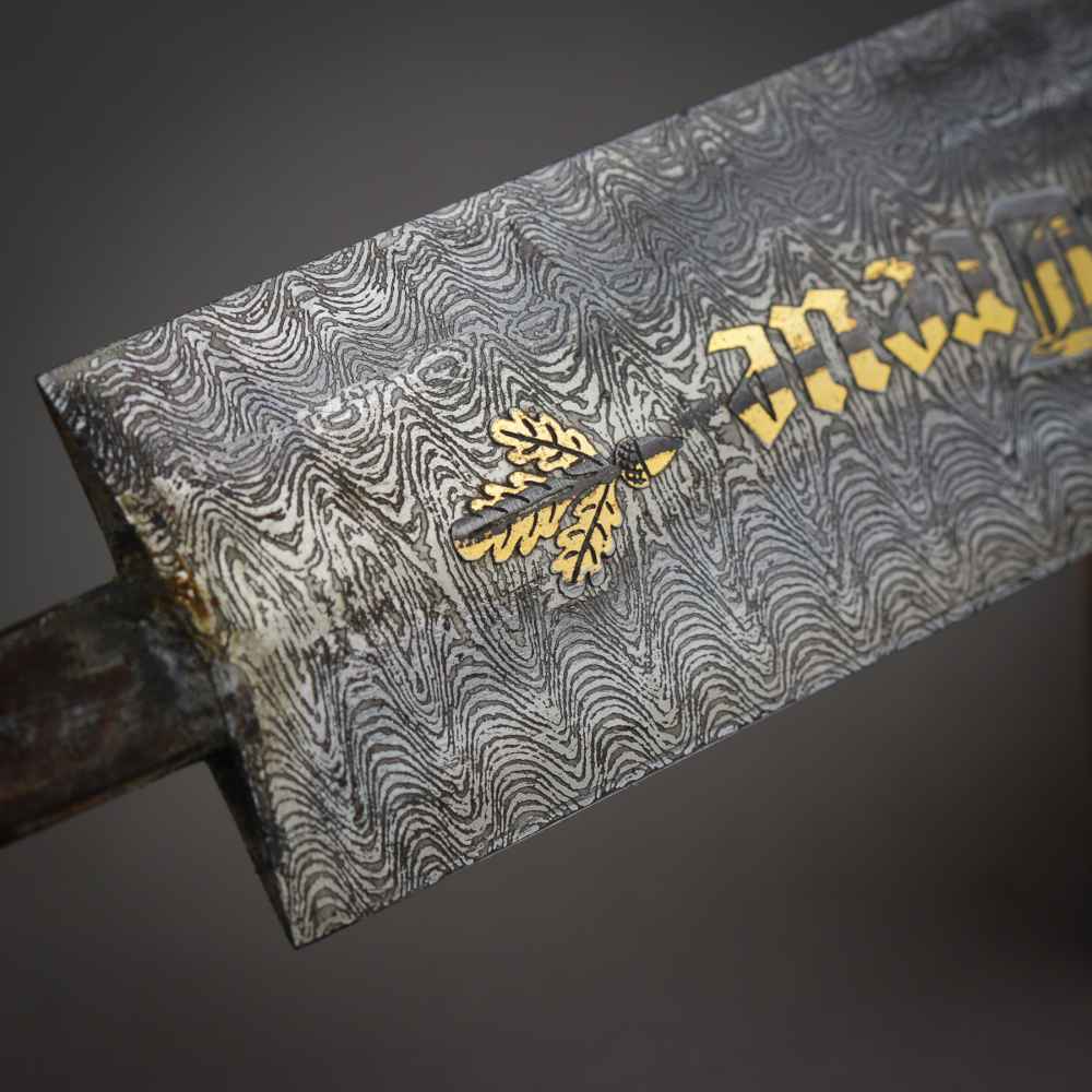 FINE 1933 HIGH HONOR SS DAGGER OAK LEAF SCABBARD DAMASCUS STEEL WW2 GERMANY-img-28
