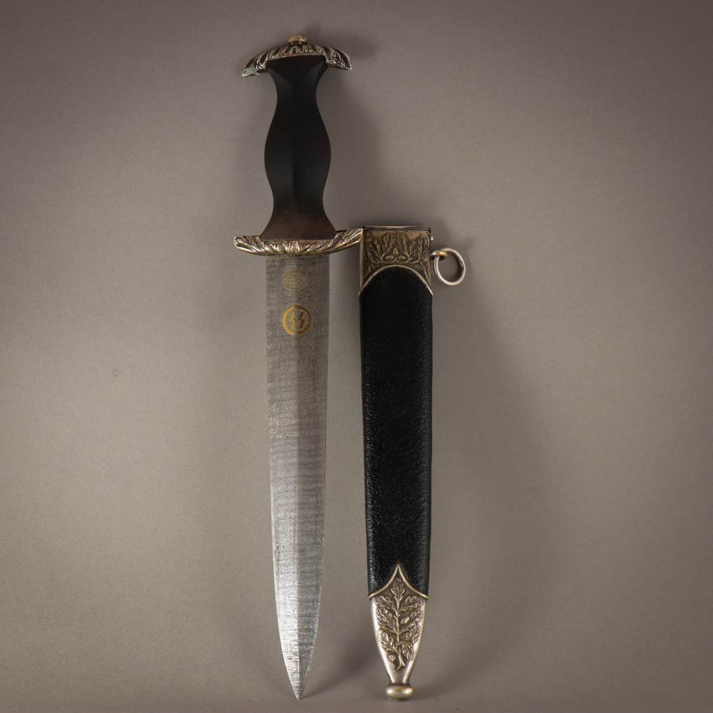 FINE 1933 HIGH HONOR SS DAGGER OAK LEAF SCABBARD DAMASCUS STEEL WW2 GERMANY-img-49