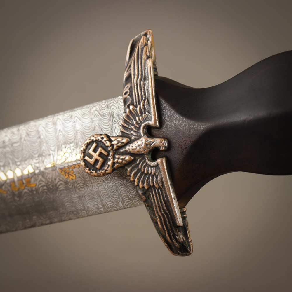 FINE 1933 HIGH HONOR SS DAGGER OAK LEAF SCABBARD DAMASCUS STEEL WW2 GERMANY-img-44