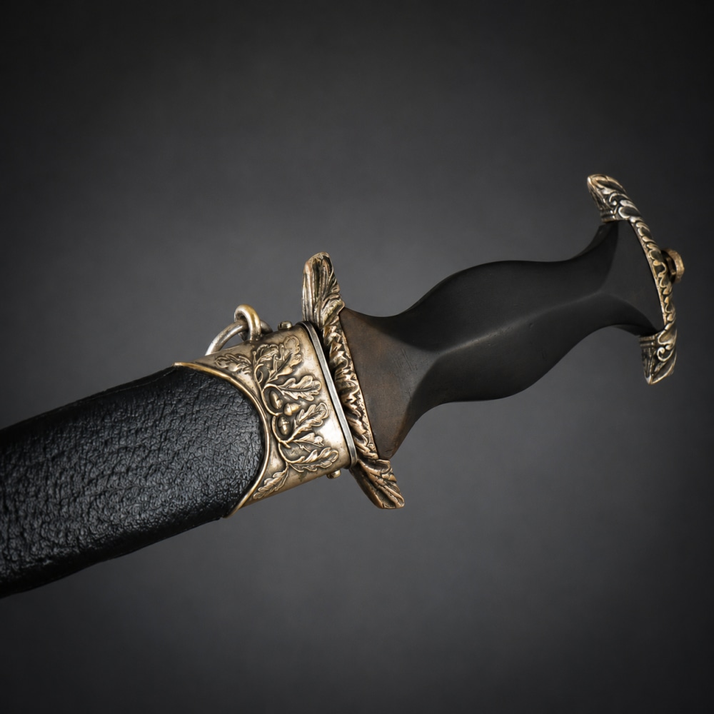 FINE 1933 HIGH HONOR SS DAGGER OAK LEAF SCABBARD DAMASCUS STEEL WW2 GERMANY-img-0