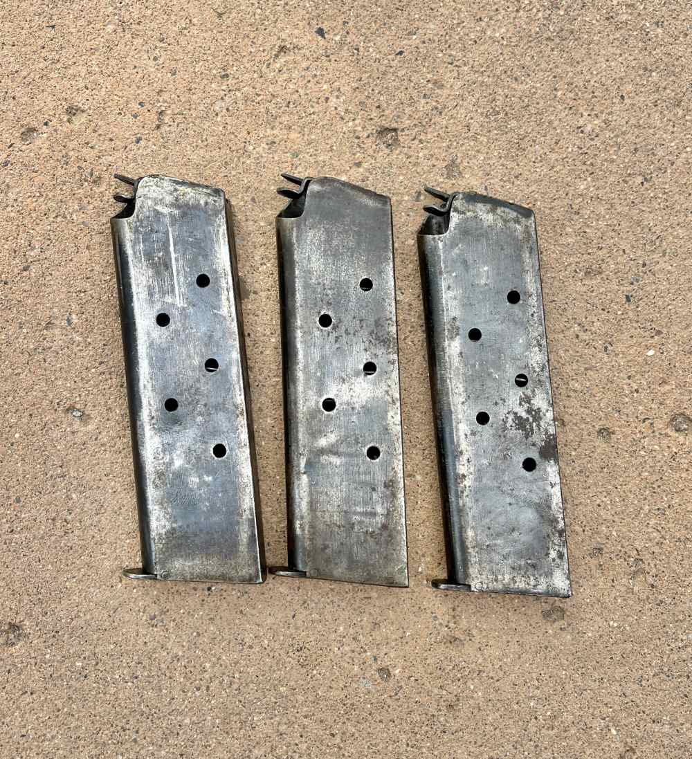 Lot of 3 WW2 Era 1911 Mags Argentine made Ballester Molina 80,xxx-img-0