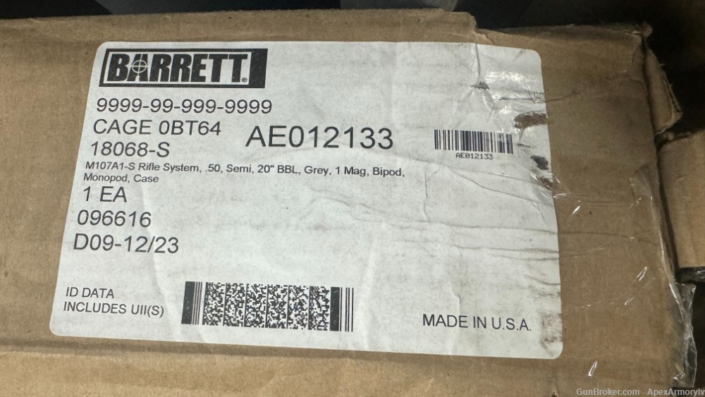 Barrett Firearms M107A1-S 50 BMG Semi Auto Rifle Gray 20" Barrel-img-3