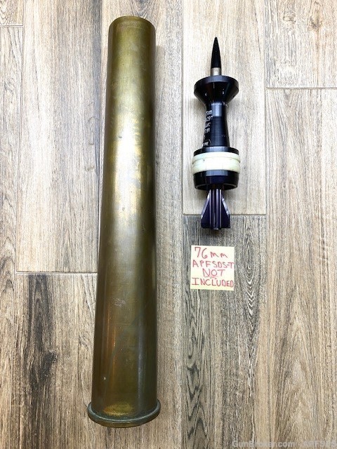 Rare S African Rooikat 76mm APFSDS Brass Tank Case Artillery Shell Inert -img-0