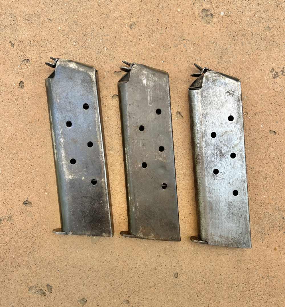Lot of 3 WW2 Era 1911 Mags Argentine made Ballester Molina 12,xxx-img-1