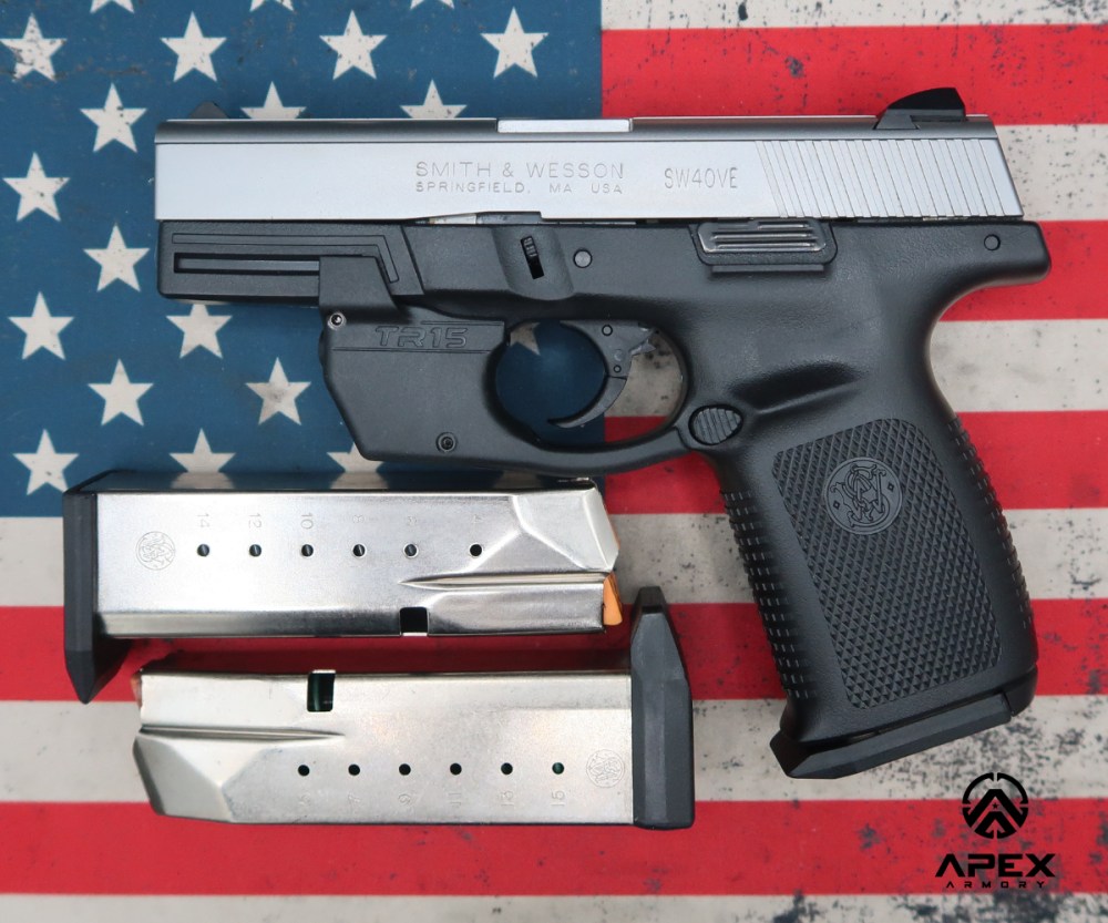 Smith & Wesson SW40VE .40 S&W Semi-Auto Pistol 4" Two Tone Laser 3 Mags-img-0