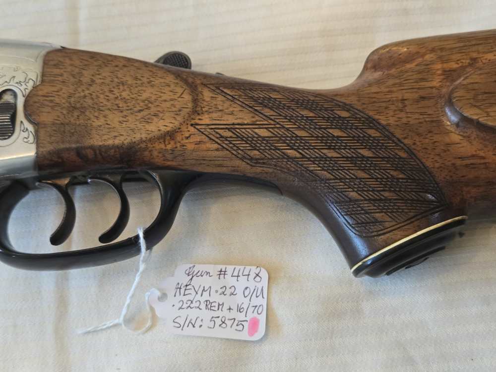 HEYM O/U Rifle/Shotgun Combo, .222 REM MAG 16/70ga, Engraved, Scope-img-21