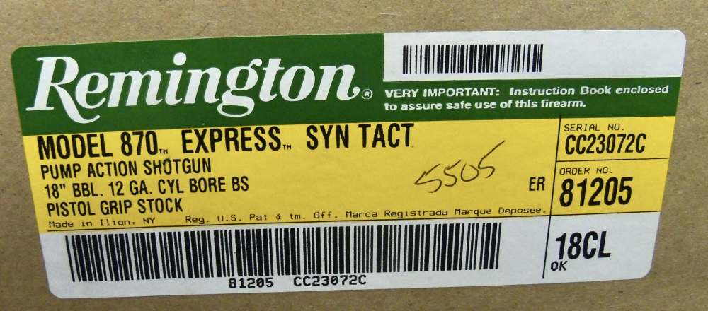 REMINGTON 870 12 GA.EXPRESS PISTOL GRIP TACTICAL 18" CYL BOX PAPER  rare?-img-21
