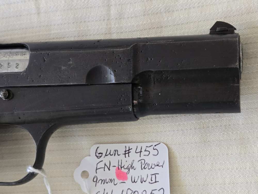 Early WWII FN High-Power Pistol, 9mm, Tangent Sight, Original Barrel-img-6