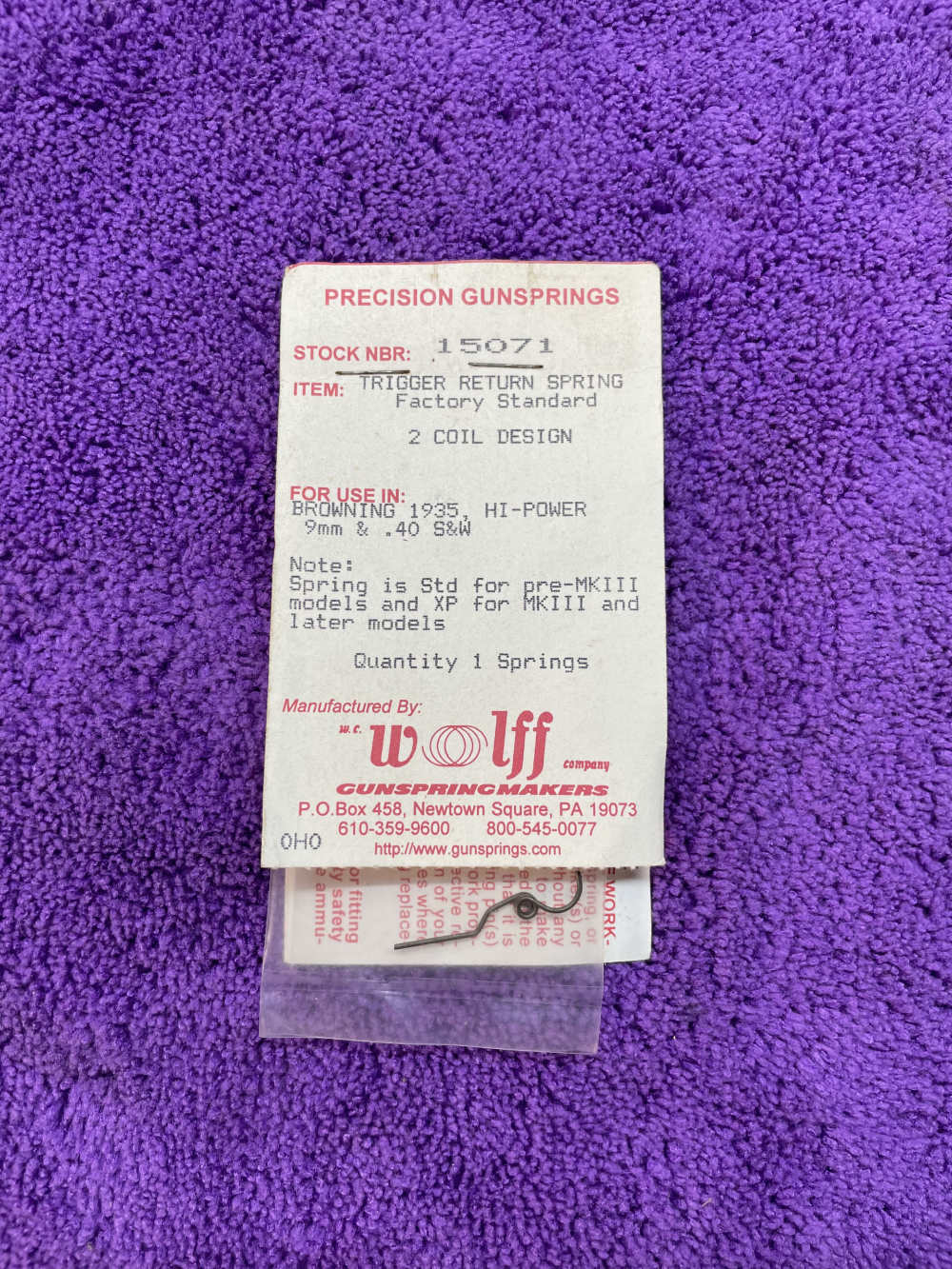 Wolff Browning 1935 Hi Power 9mm & 40 s&w Trigger Return Spring -img-0