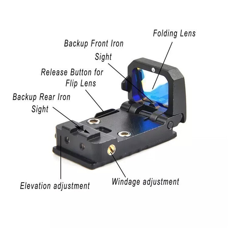 Folding Flip Up Red Dot Sight Reflex FlipDot RMR Sight - MOS Mount NEW-img-1