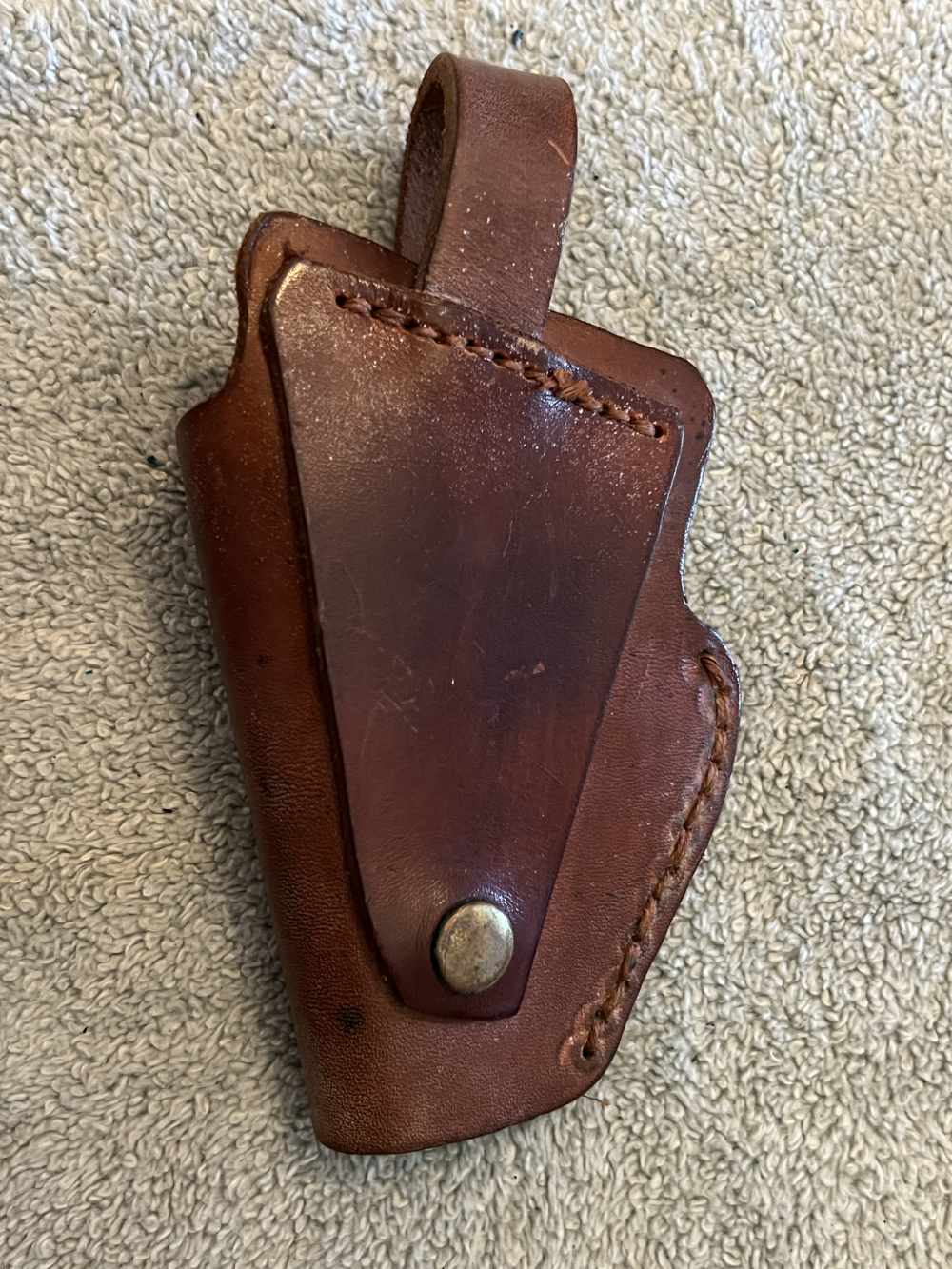 VINTAGE SMALL LEATHER HOLSTER, MARKED R.A.S.-img-1