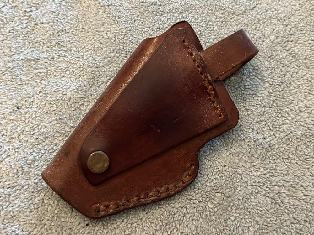 VINTAGE SMALL LEATHER HOLSTER, MARKED R.A.S.-img-2