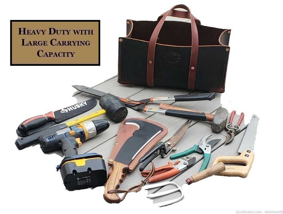 Buffalo Bison Leather Tote Tool Bag - Ammo, Gardening, Outdoorsmen - NEW-img-6