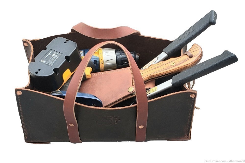 Buffalo Bison Leather Tote Tool Bag - Ammo, Gardening, Outdoorsmen - NEW-img-2