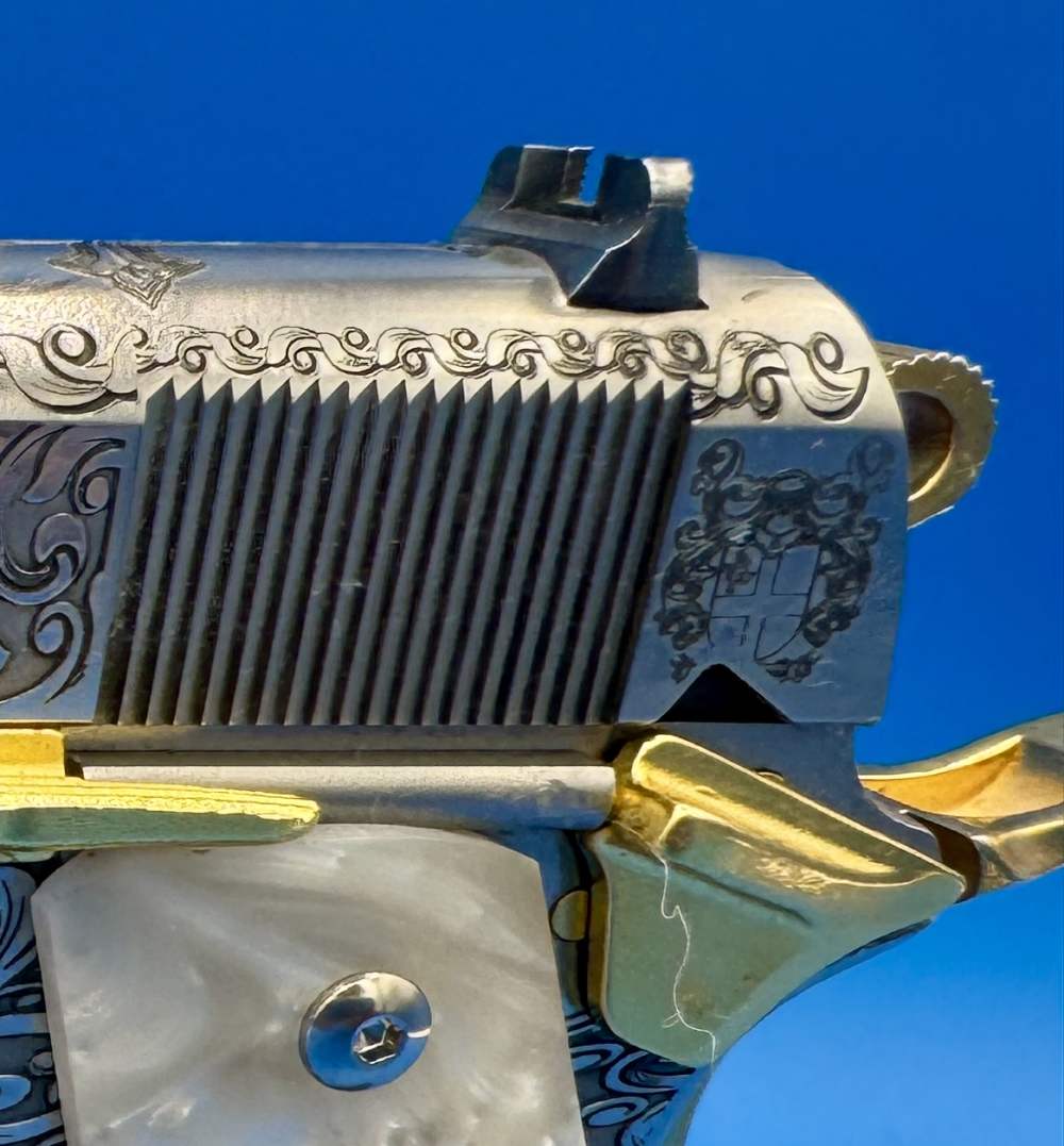 Colt 1911 Government Polished SS with GOLD trim Custom ENGRAVED-img-21