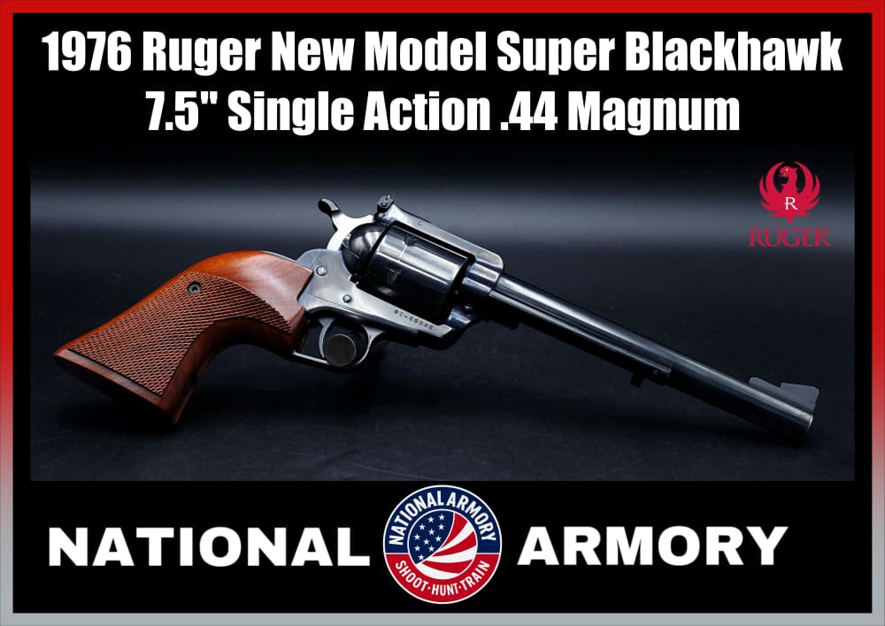 1976 Ruger New Model Super Blackhawk .44 Mag Herritt Grips-img-0