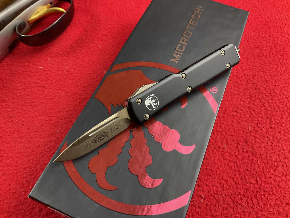 NEW vintage MICROTECH UTX70 CA otf knife California bronzed CA148-13 NOS 70-img-0