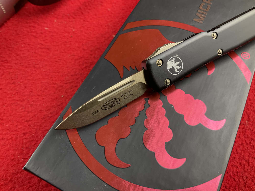 NEW vintage MICROTECH UTX70 CA otf knife California bronzed CA148-13 NOS 70-img-2