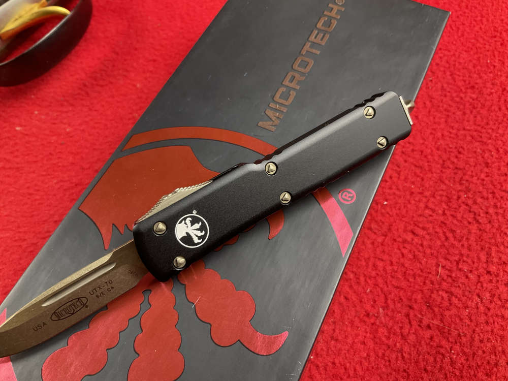 NEW vintage MICROTECH UTX70 CA otf knife California bronzed CA148-13 NOS 70-img-1