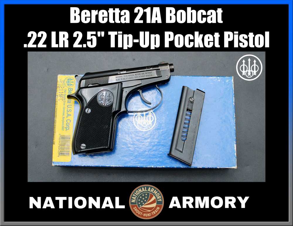 Beretta 21A Bobcat .22 LR 2.5" Tip Up BBL 7+1 Compact Pocket Pistol CCW-img-0