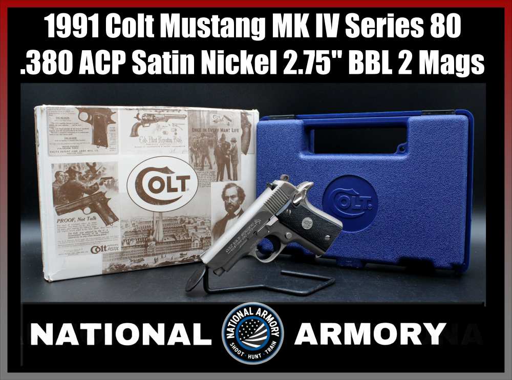 1991 Colt Mustang MK IV Series 80 .380 ACP Satin Nickel 2.75" BBL Box/Case-img-0