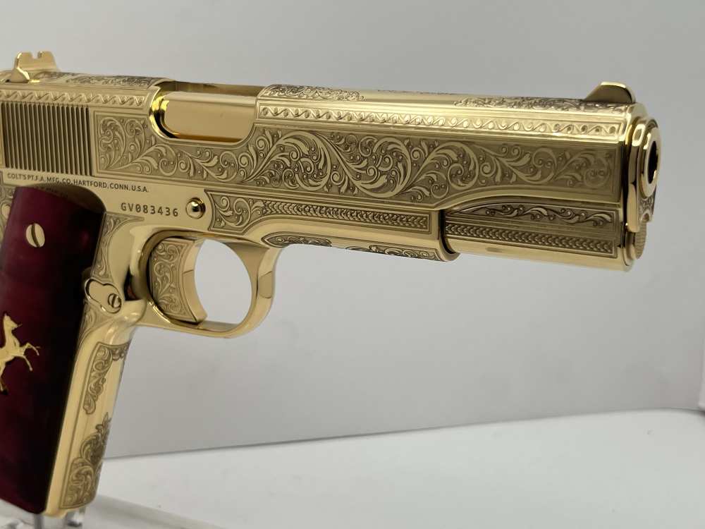WOW FACTOR NIB 24k gold Colt 1911 super 38 fully engraved -img-11