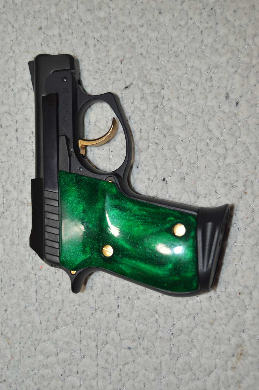 GOOD Older Vintage Taurus PT-22 2 Mags Upgrades Green Grip Gold Accents -img-1