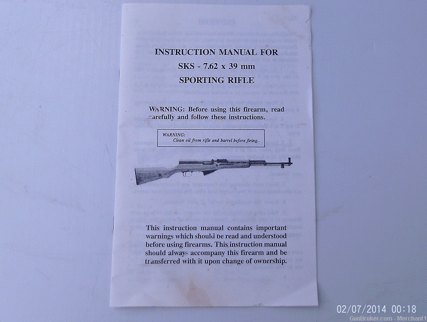 SKS Sporting Rifle Manual 7.62 x 39-img-0