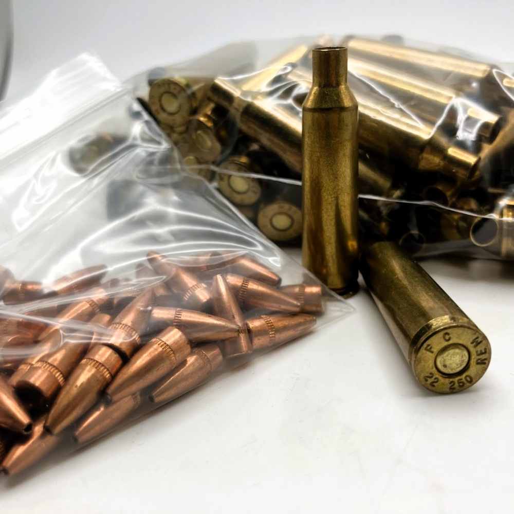 22-250 Reloading Pack (50 Rounds) Primed Brass w/ bullets 40gr-img-0