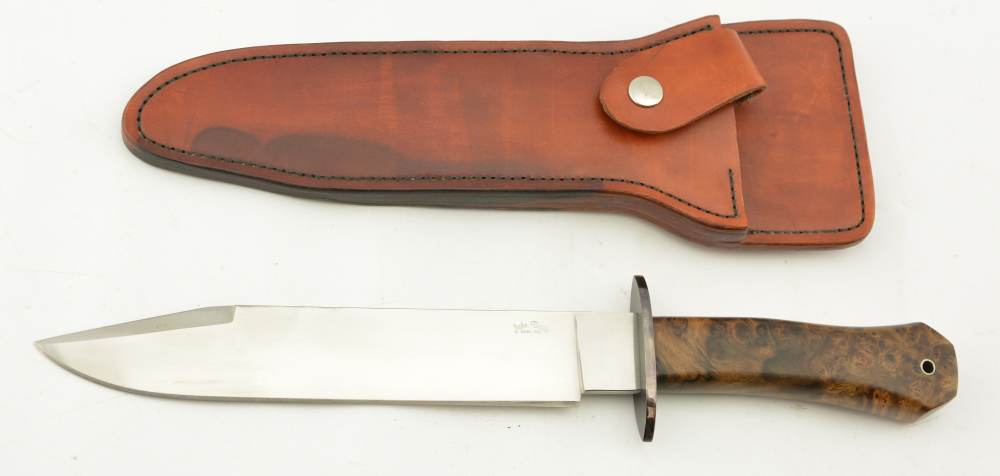 Custom Maker John Davis 10” Trail Bowie with Kraig Bergum Scabbard-img-1