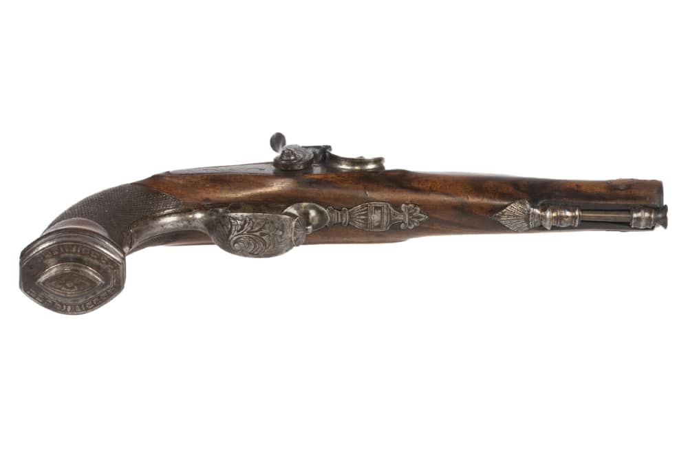 Antique European Percussion Pistol .62 Cal GOLD INLAY c.1800 16mm-img-2