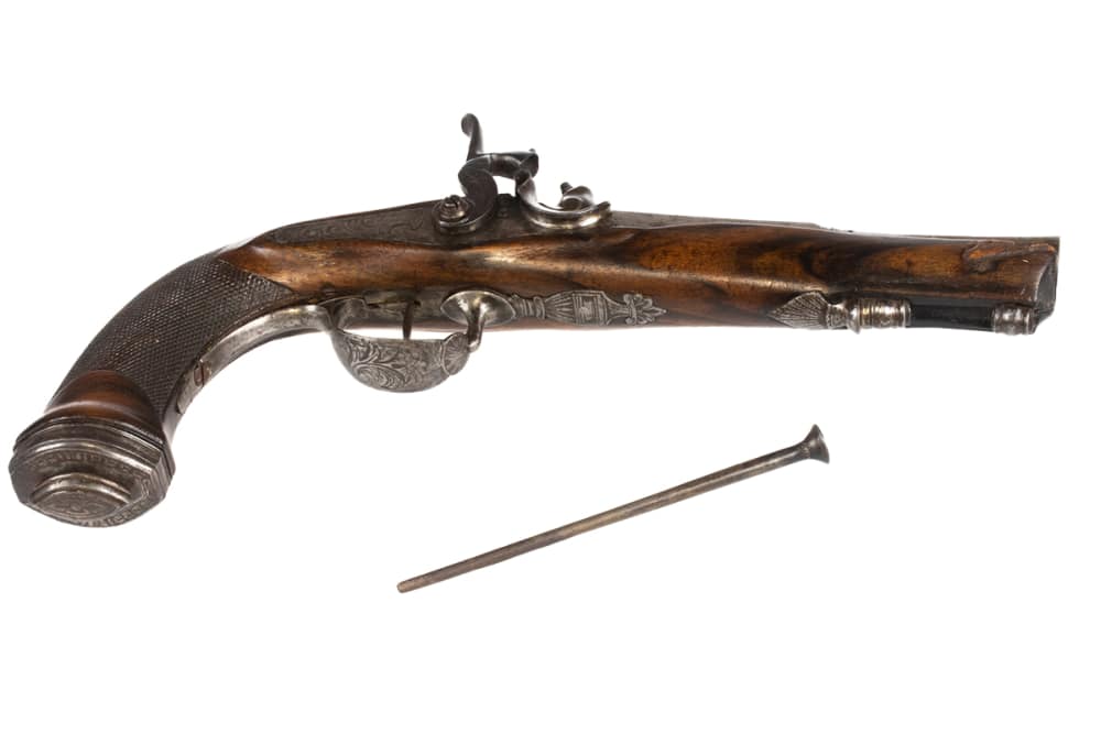 Antique European Percussion Pistol .62 Cal GOLD INLAY c.1800 16mm-img-12