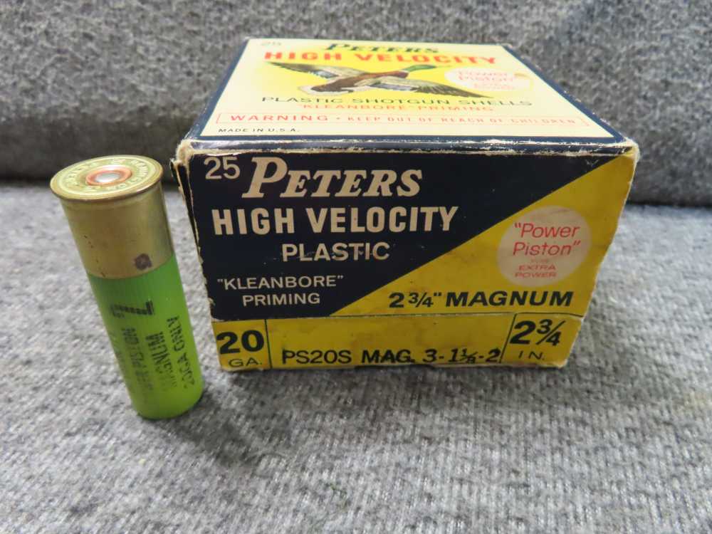 PETERS DUCK BOX of 25 Rds HIGH VELOCITY 20 GA SHOTGUN SHELLS-2 3/4" CHAMBER-img-1