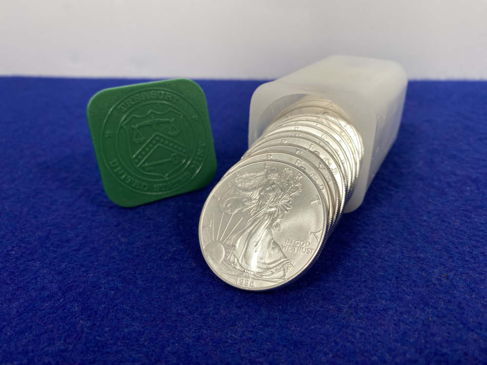 1996 Silver Eagles FULL FACTORY TUBE 20oz *RARE LOWEST MINT YEAR* Key Date-img-4