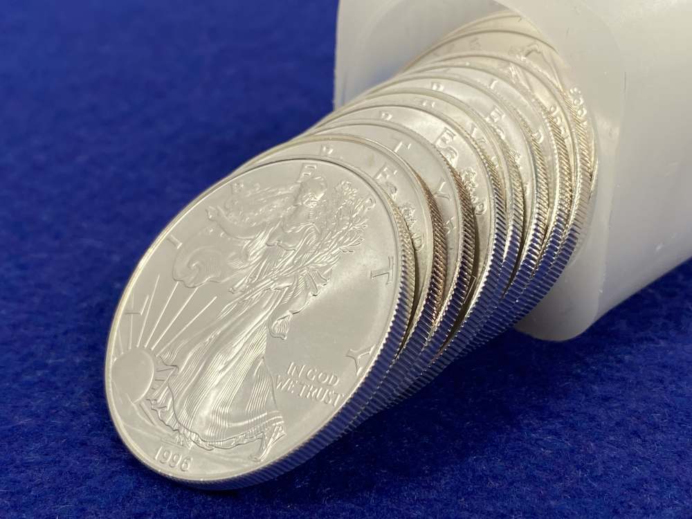 1996 Silver Eagles FULL FACTORY TUBE 20oz *RARE LOWEST MINT YEAR* Key Date-img-3
