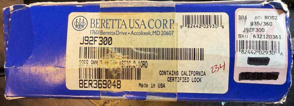 Beretta 92 FS 9mm Early Accokeek MD Straight Dust Cover Made in the USA -img-15